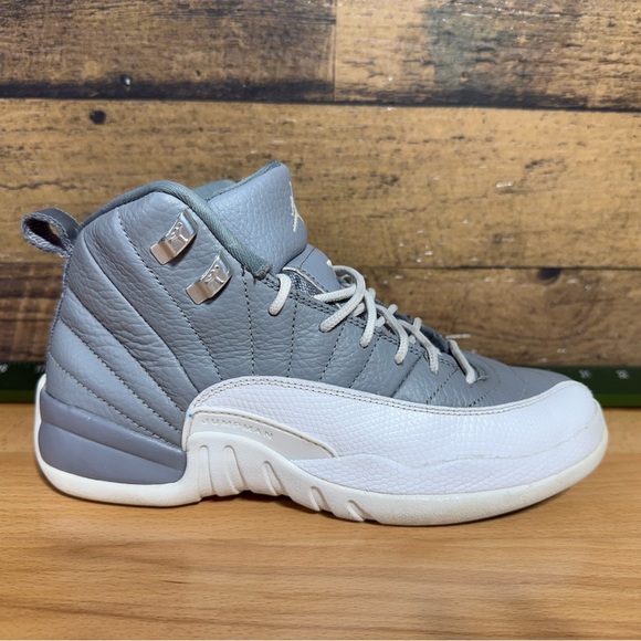 Nike Jordan 12 stealth Gray and White High-Top Sneakers - Picture 1 of 13